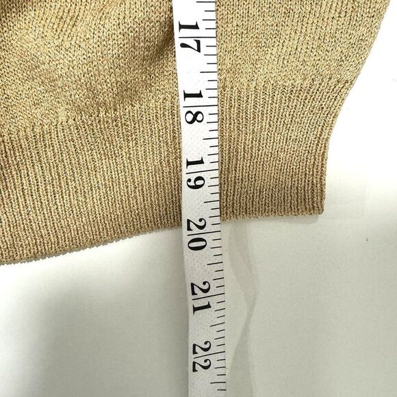 St. John Gold Metallic Top Sz S Santana Knit Tank Sleeveless Scoop Neck Party - Picture 5 of 8